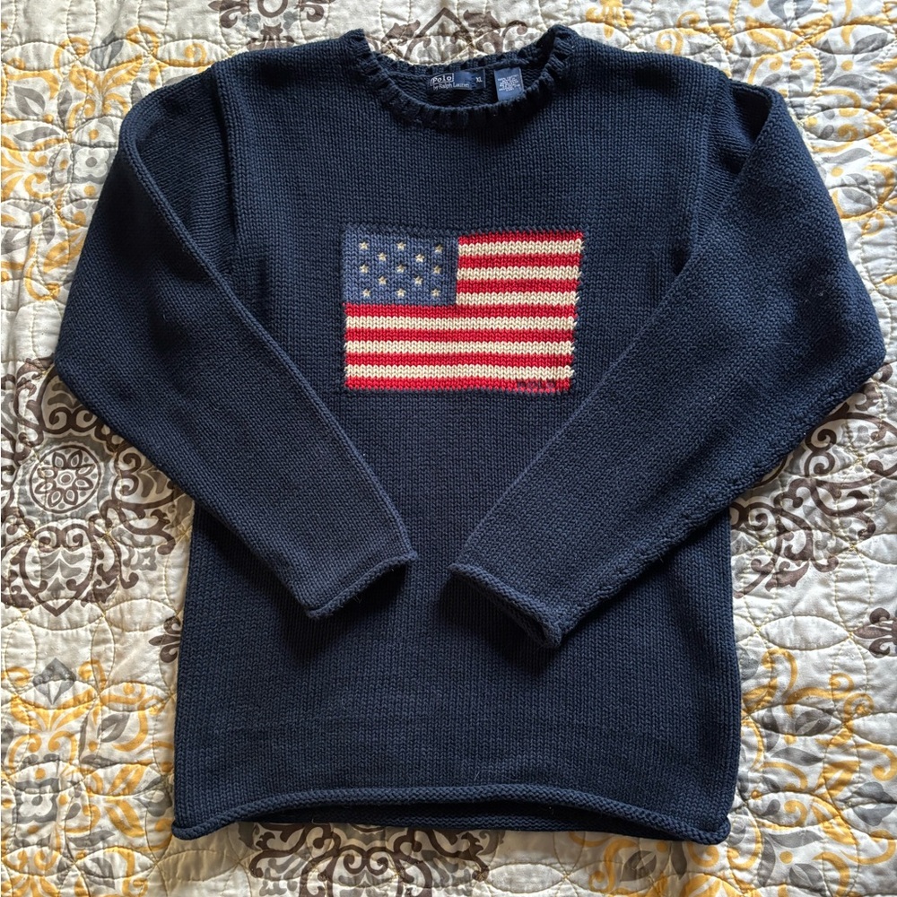 Ralph Lauren Navy Sweater with American Flag